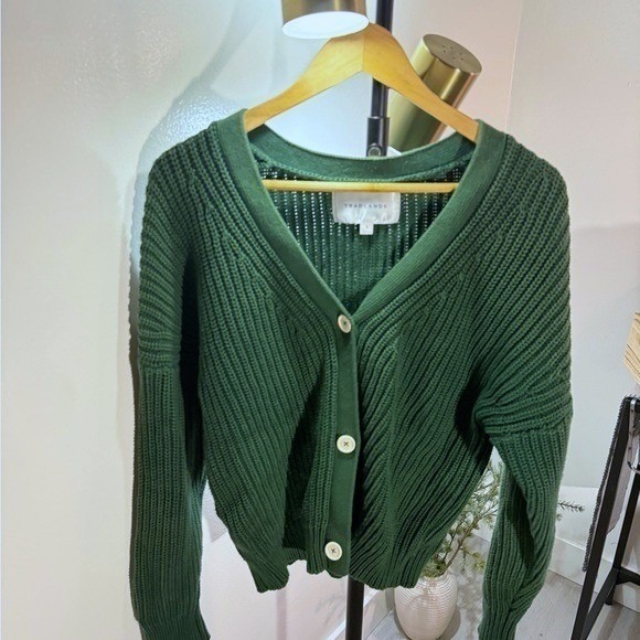 Tradlands Sweaters - Tradlands Cardigan Kelly green cotton buttons ribbed knit easy wear bookish Sml